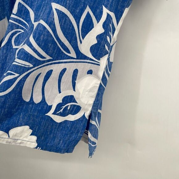 Barefoot in Paradise Blue Tropical Floral Short Sleeve Pullover Shirt Size Large - Picture 4 of 5